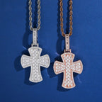 Wide Baguette Cross Pendant — Moissanite, 925 Silver