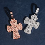 Wide Baguette Cross Pendant — Moissanite, 925 Silver