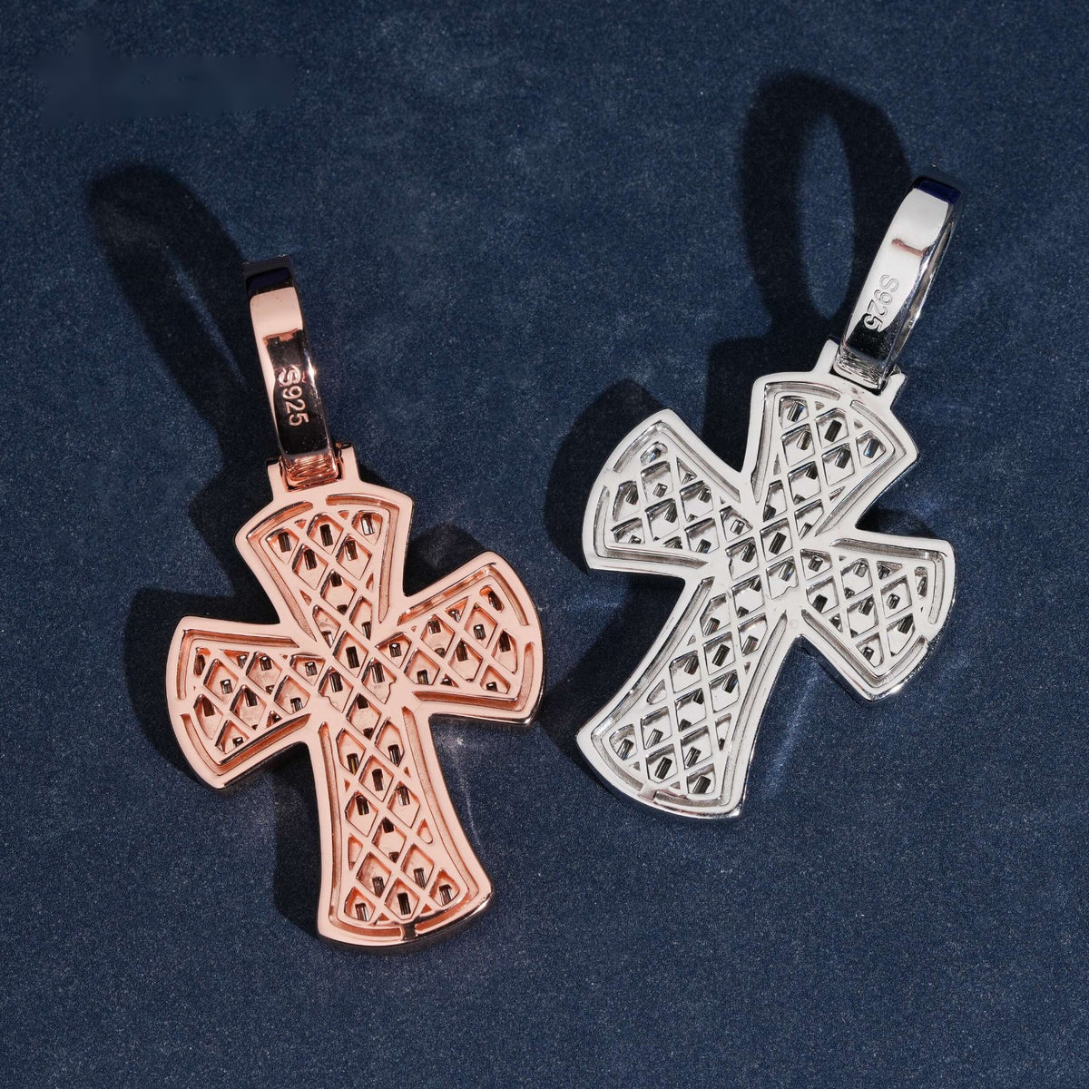 Wide Baguette Cross Pendant — Moissanite, 925 Silver